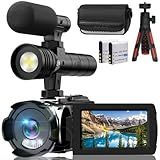 Dumjug 4K Night Vision Camcorder Digital with IR Light,270° YouTube Vlogging Camera Recorder, 20X Digital Zoom, Full HD 3.0‘’ Camcorder with Microphone, with Tripod 2 Batteries
