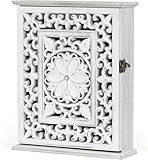 AHUONEL Wooden Key Holder for Wall, Key Box Key Cabinet, Key Hooks Wall Mounted Key Hangers Rustic Decorative Key Rack with 6 Key Hooks for Home Office Entryway Hallway Bedroom Living Room