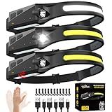 Rechargeable Headlamp 3PCS, 230° LED Head Lamp, Head Lights for Forehead