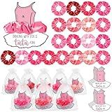 Yinkin 20 Set Ballerina Party Favor for Guest Soft Elastic Hair Tie Hair Scrunchies Ballet Tutu Funny Card Organza Bag Dance Recital Gift for Girls Christmas Ballerina Birthday Party Decoration