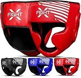 FightX Boxing Headgear for Men & Women, Synthetic Leather MMA Training Equipment, Muay Thai, Kickboxing and UFC Sparring Headgear for Youth (Red, L/XL)