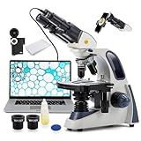 SWIFT SW380B Compound Binocular Microscope 40X-2500X, with 5MP USB Camera,Microscope Lens Adapter and 100 PCS Slide Kit
