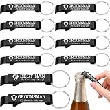 Jingmore 10 Pcs Groomsmen Bottle Opener Keychain Wedding Party Bulk,Black