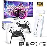 Thomo 2026 Retro Gaming Console | Retro Game Stick Built-in 20,000+ Classic Video Games | 4K HDMI Plug & Play Game Console with Dual 2.4G Wireless Controllers (White,64GB)