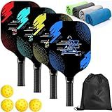 AOPOUL Pickleball Paddles Set of 4, Wood Pickleball Set with Comfort Grip | 4 Cooling Towels, 4 Pickleball Balls & Carry Bag. Cushion Grip Wood Paddle Set for Men, Women, Beginners & Family