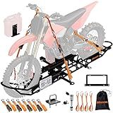 Mockins 83" Tilting Motorcycle Hitch Carrier | 500 Lbs. Capacity eBike Rack w/Easy Loading Ramp for Up to 5.5" W Tires | Dirt Bike Rack Hitch Hauler Set w/License Plate Holder, Stabilizer, & Straps