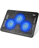havit HV-F2056 15.6"-17" Laptop Cooler Cooling Pad - Slim Portable USB Powered (3 Fans), Black/Blue