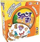 Asmodee Spot It! Animals (2024 Refresh) - Eco-Sleeve Edition, 5-in-1 Visual Perception Game for Quick Reflexes and Family Fun, Ages 4+, 2-8 Players, 15 Minute Playtime