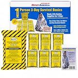 Ready America The Survival Box, 1-Person, 3-Day Emergency Kit Includes 5 Year Emergency Food, Water, Emergency Blanket Portable Disaster Preparedness Go-Bag for Earthquake, Fire, Flood, Hurricane