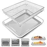Air Fryer Basket Tray Replacement for Cuisinart TOA-60 TOA-65 TOA-70 Toaster Air Fryer Convection Oven, 12.4 * 11'' Mesh Air Fryer Steel Basket Wire Rack Accessories Parts, Dishwasher Safe
