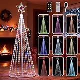 12Ft RGB Outdoor Lighted Christmas Tree Lights Cone Tall Star Topped Artificial Christmas Trees Arbol de Navidad Outside Decor for Xmas New Year Holiday