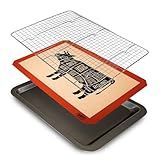 Trinity Provisions Meat Resting Pan - With Wire Rack and Silicone Baking Mat - Dishwasher and Oven Safe Stainless Steel, for Cooking and Cooling Steak, BBQ, Bacon, & More