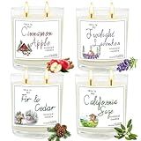 4 Pack Large Jar Candles with Double Wicks, Scented Candles for Home, 11.3oz Each, 240 Hour Burn Time, Aromatherapy Gift Set for Women, Cinnamon Apple, Lavender, Fir & Cedar, California Sage