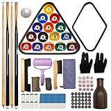 95pcs Pool Table Accessories Set - Balls, Triangle, Rack, Cue, Chalk, Tips, Stickers, Cloth, Brush & Cleaner Set