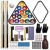 95pcs Pool Table Accessories Set - Balls, Triangle, Rack, Cue, Chalk, Tips, Stickers, Cloth, Brush & Cleaner Set