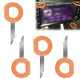 Pleoos 4PCS Radio Removal Tool Kit, Easy Grip Handles and Stiff Blades, Tooling Radio Removal Tool Compatible with AUD, VW- Volkswagen, BMW OEM Head Unit CD DVD Host Key Disassembly Tool(4Pcs)