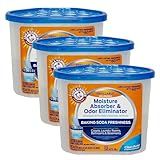 Arm & Hammer Clean Burst Moisture Absorber and Odor Eliminator Tubs, 14 oz, 3 Pack, Attract and Trap Excess Moisture, Eliminate Musty Odors, Convenient and Effective, White