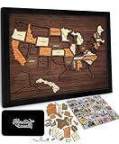 flinelife USA Travel Map, 13x11, Wooden USA Map Puzzle, Perfect For Couples and Families Gift
