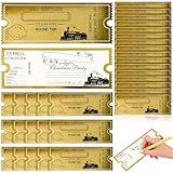 25 Pcs Christmas Polar Golden Tickets Bulk North Pole Train Tickets Polar Conductor Believe Gifts Theme Party Favors Merry Christmas Xmas Gift Supplies
