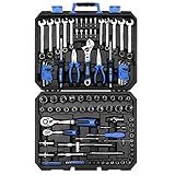 DEKOPRO 118 Piece Tool Kit Professional Auto Repair Tool Set Combination Package Socket Wrench with Most Useful Mechanics Tools
