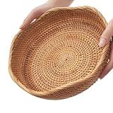 10" Medium Rattan Wicker Bread Basket, Fruit Basket for Kitchen Counter