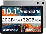 SVITOO Android Tablet 10 Inch, Android 16 Table, 20GB RAM 32GB Storage 1TB Expandable, Dual Cameras 8MP 2MP, 6000mAh Dual Speakers WiFi 6 Gray