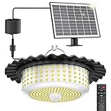 JIORRIO Solar Lights Outdoor Waterproof,396 LED Solar Shed Light Indoor Outdoor with Remote Control, Timer, 5 Modes, Solar Pendant Light for Barn, Garage, Gazebo, and Patio
