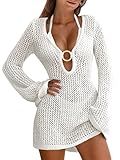 ANRABESS Women Beach Crochet Cover Ups Summer Knit Swimwear Mesh Bathing Suit Hollow Out Dress 2026 Vacation Swimsuit White