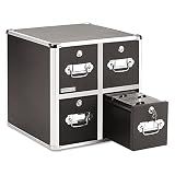 Vaultz 4-Drawer CD File Cabinet, Locking DVD & CD Storage Box, Black