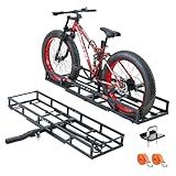 Hitch-Mount Bike Rack for Ebike Heavy-Duty - Comes with Cargo Carrier Fits 2 Electric Fat-Tire Mountain Bicycles Fits 2" Receiver for Car Trailer SUV Truck RV Minivan
