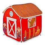 Kids Play Tent, Pop Up Barn for Kids, Indoor Outdoor Folding Portable Playhouse for Boys and Girls