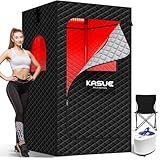 KASUE Infrared Sauna Box, Portable Steam Sauna Tent with 3L/1400W Steamer, 5-Layer Waterproof and Thermal Insulation, Folding Chair, for Home Steam Spa, Indoor & Outdoor(Black)