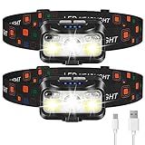 LHKNL Headlamp Rechargeable, Lumen Super Bright Motion Sensor Head Lamp Flashlight,2-Pack Waterproof LED Headlight with White Red Light,8 Modes Head Lights for Camping Cycling Running Fishing