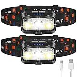 LHKNL Headlamp Rechargeable, Lumen Super Bright Head Lamp Flashlight 2-Pack