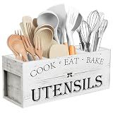 Suli Extra Large Utensil Holder Countertop for Kitchen Counter,White Grain