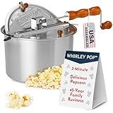 Original Whirley Pop Popcorn Maker - Wabash Valley Farms Gourmet Popcorn Popper, Aluminum Pot With Nylon Gears, 3-Minute Stove Top Popper, Home Movie Night (Silver)