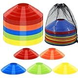 Jyongmer 30 Pcs Disc Cones Training Cones Agility Soccer Cones with Carry Bag for Training, Football, Basketball, Kids, Sports, Field Cone Markers and Other Sports and Games(5 Color)