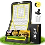 Apex Sports Professional Lacrosse Rebounder Volleyball Rebounder (4x7 Feet) - Adjustable 5 Angles, Soccer and Baseball Rebounder Practice Net with Precision Target Strip, Sturdy Frame