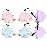 3 Pack Funny Party Glasses Beach Seashell Sunglasses for Women Photo Props