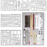 Nicpro 21PCS Professional Drafting Tools & Geometry Set with Case, Architect Compass & Protractor Set, Metal Pencils, Pens, Scale Ruler Metal Ruler, 5 Drawing Templates for Interior House Plan Design