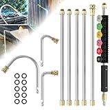 Sealegend Pressure Washer Extension Wand with 6 Spray Nozzle Tips for Gutter Cleaning up to 9FT, Upgrade Power Washer Lance with 30°, 90°, U-shaped Curved Rod, 1/4" Quick Connect, 4000 PSI