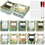 MotiMind 100 Pcs Class Library Card Pockets, Classroom Jobs Bulletin Board Library Pockets Chart with Erasable Pen and Glue for Chalkboard Home Office Back to School Decor(Green Leaf Countryside)