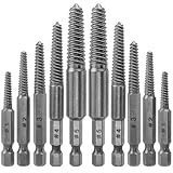 Wolfride 10Pcs Broken Screw Extractor Set, Stripped Screw Remover Drill Bit Kit I 1/4 Inch Hex Shank Easy Out Damaged Bolt Removal Tool
