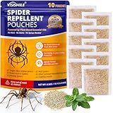Spider Repellent Pouches Indoor and Outdoor:Effective Spider Deterrent for House Garage Attic - Safe for Kids and Pets with Plant-Based Essential Oils 10 Pack