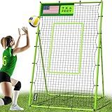 Volleyball Rebounder Net Bounce Back Equipment with 5 Adjustable Rebound Angles Ground Stakes Neon Target Strap for Lacrosse Training and Volley Ball Practice 7x4 ft Color Green