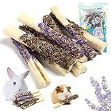 Abizoo Sweet Bamboo Rabbit Chew Sticks Treats and Toys 8Pcs Natural Hay with Forget-Me-Not Lavender for Bunny Guinea Pig Chinchilla Dental Care