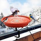 Lovppy Heated Bird Baths for Outdoors for Winter, 100W Heated Bird Bath Water Heater with Thermostatically Controlled, Heated Bird Bath for Deck Railing Outside Garden Patio Yard (Brown)