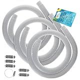 U.S. Pool Supply Above Ground Pool Hose Replacement 1.25" Diameter x 59" Long, Pack of 3 - White Premium Pool Filter Pump Hoses Compatible with Intex 607, 637 Pumps, 330, 530, 1000 GPH, 6 Metal Clamps