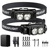 keikuy Headlamp Rechargeable 2PCS,4500L Super Bright Light Bright LED Rechargeable Headlight with White Light, Waterproof Head Lamp with Headband for Outdoor Camping, Hiking,Camping Essentials,Working
