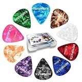 15 Pack Guitar Picks Plectrums with Organizer Storage Box, 0.5 0.75 1.0 mm Includes Thin Medium Heavy Thickness, Variety Colorful Celluloid Plectrums for Bass Electric Acoustic Guitars Ukulele